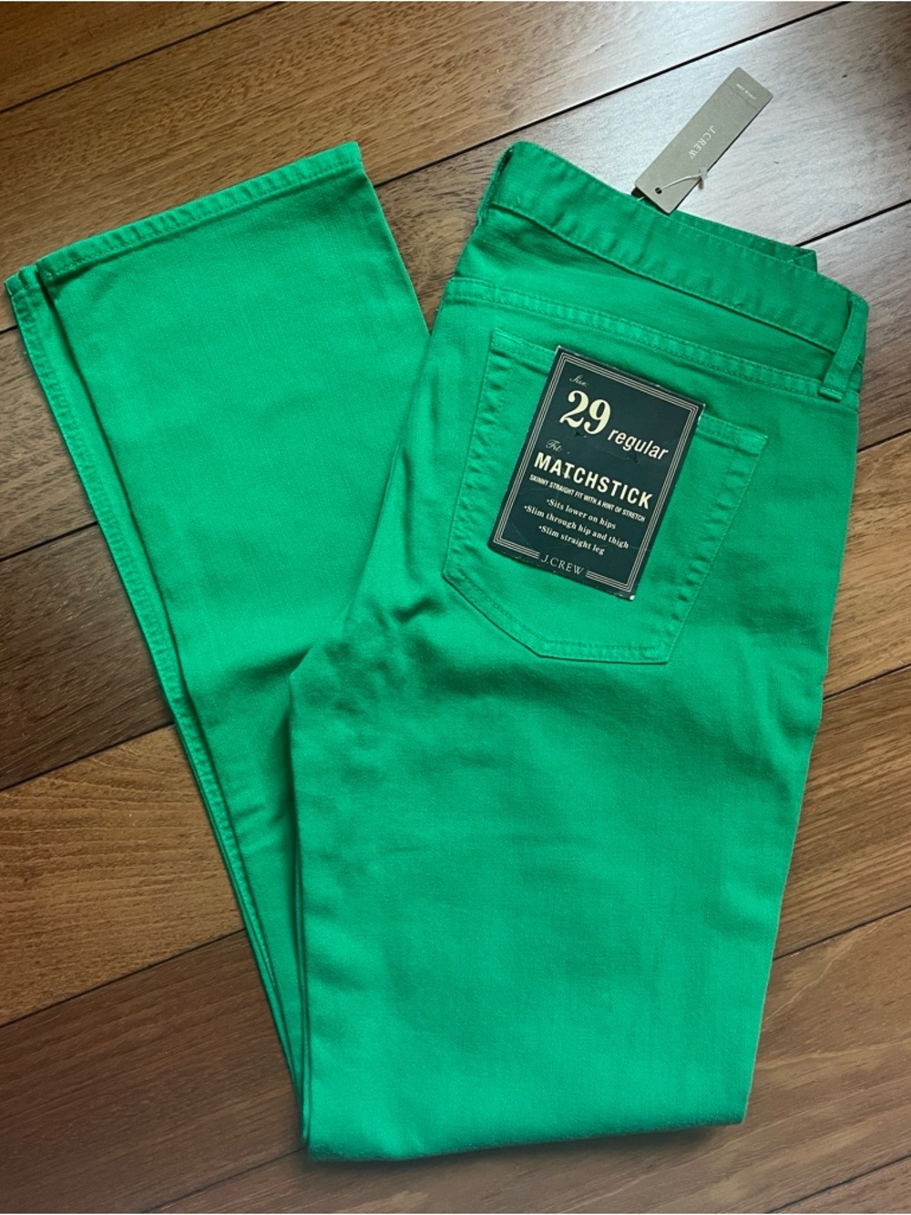 NWT J. Crew Green Matchstick Jeans